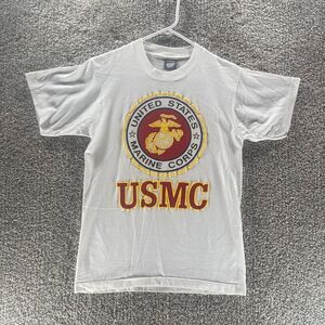 Vintage USMC Shirt Mens Medium White Marine Core Single Stitch 90s Military Crew